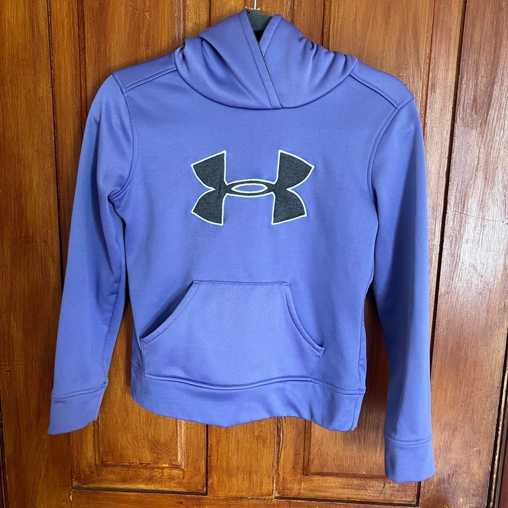 Under Armour Girls' Lavender Hooded Sweatshirt with Black Logo